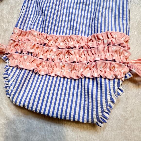 Rufflebutts Pink Ruffle Swimsuit 3-6 months seeksucker bathing suit - Picture 9 of 10